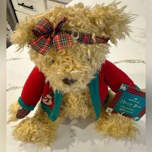 Merrily Hallmark Holiday Vintage Teddy Bear with Red Plaid Bow NWT